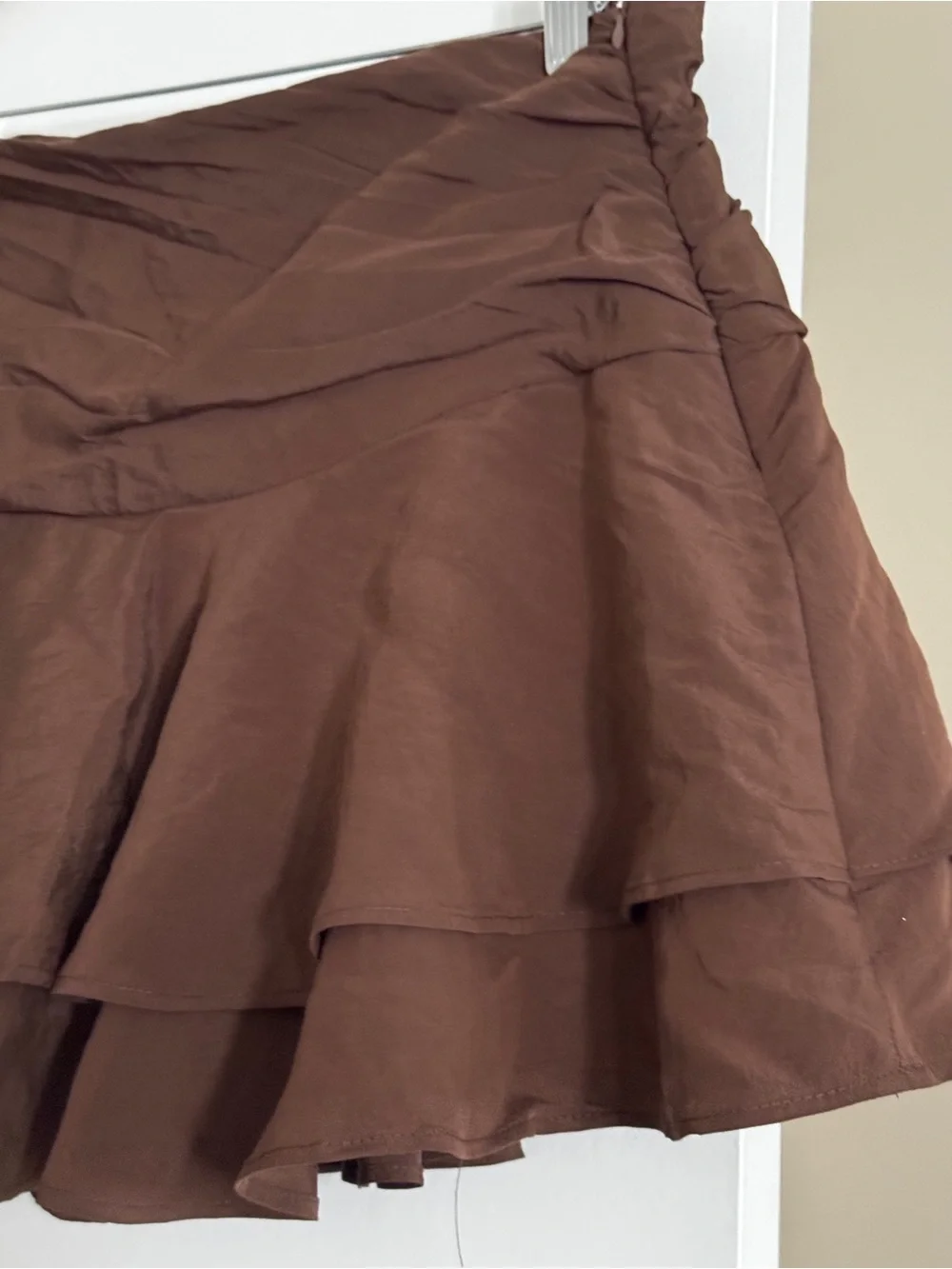 Zara Brown Tiered Ruffle Women's Shorts Skirt